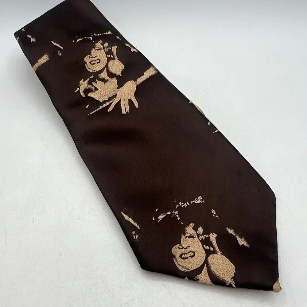 Vtg Liebert Brown Gold Woman Silhouette Neck Tie Pop Art Zoot Suit 40s 70s